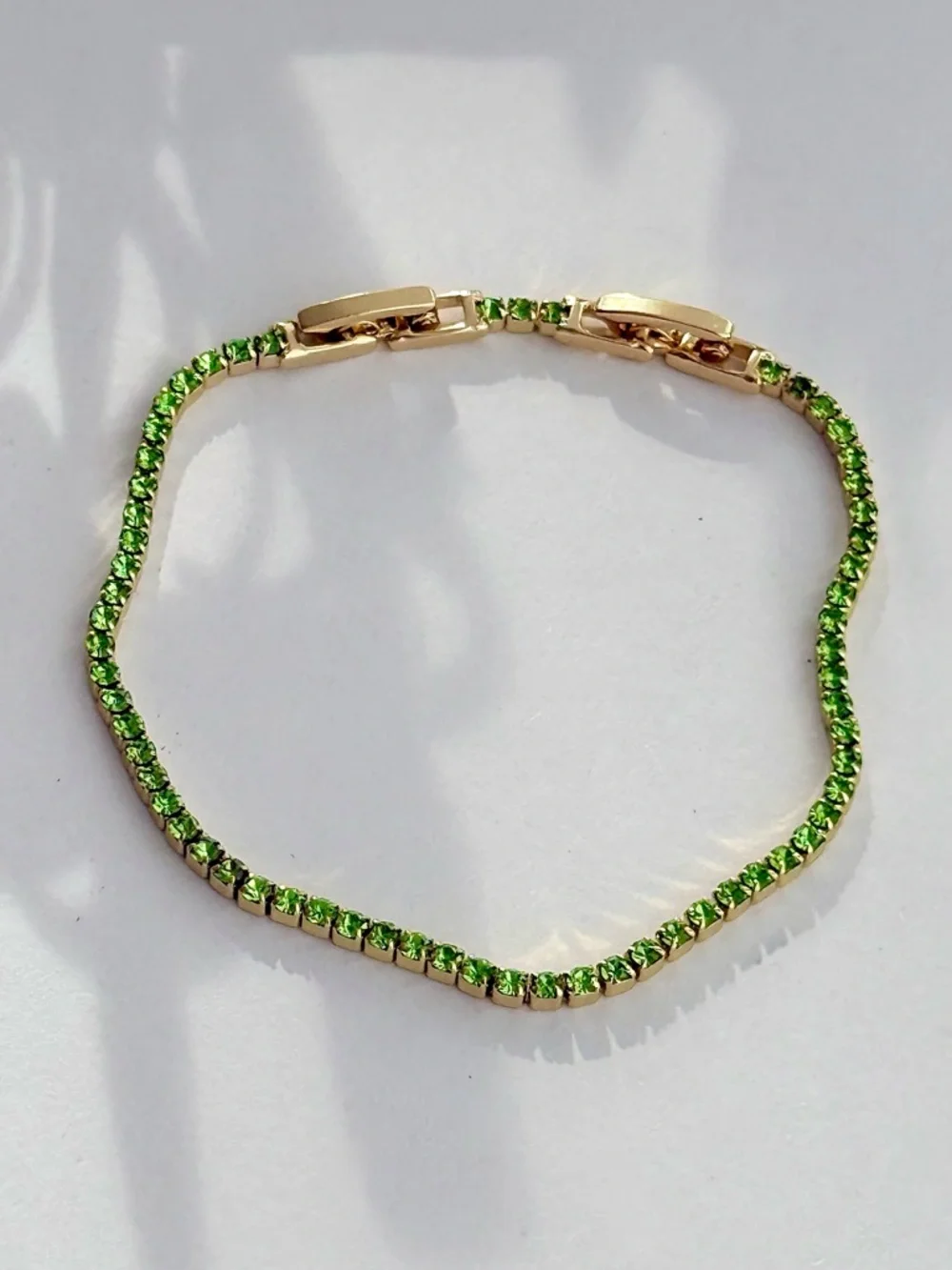 14K Gold Plated Green Zircon Tennis Bracelet | Emerald Sparkle Elegant Jewelry